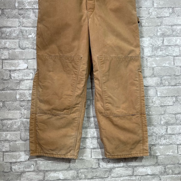 Vintage Carhartt Men's 48 Duck Canvas Bib Suspender Overalls Tan Carpenter Pants - Picture 4 of 14
